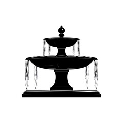 Fototapeta premium A black silhouette of a two-tiered fountain with flowing water