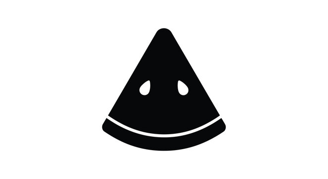 A black and white illustration of a watermelon slice simple and graphic