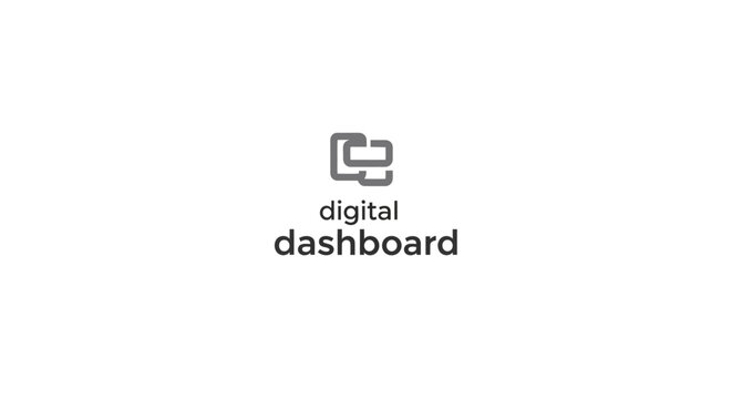 Digital Dashboard Emblem: A clean, minimalist emblem for a digital dashboard, featuring a stylized icon and the words digital dashboard, representing modern technology and data analysis.