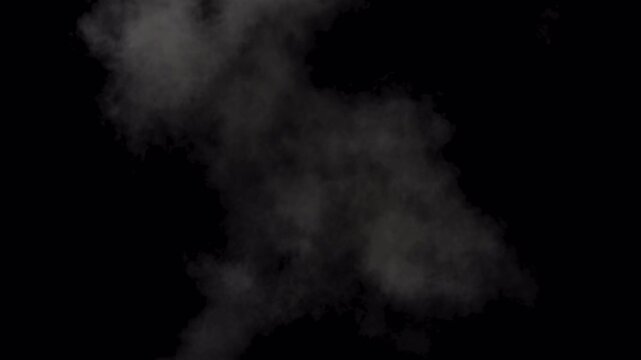 Massive Mushroom Fire Explosion with Dense Smoke on Black Background, Large Scale Billowing Blast Effect for Cinematic VFX and Compositing