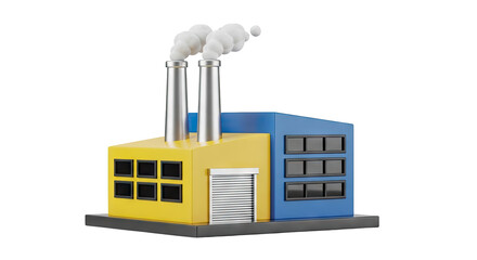 Naklejka premium 3D Rendered Cartoon Factory with Smoking Chimneys