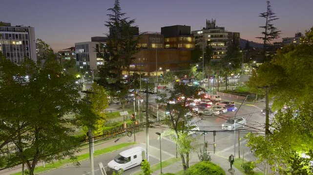 Las Condes Chile traffic trough fence night time lapse rush