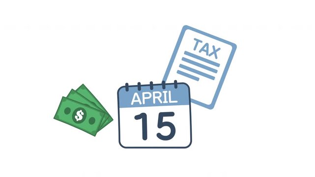 Tax day calendar business schedule. Tax reminder. Tax form and calendar animation