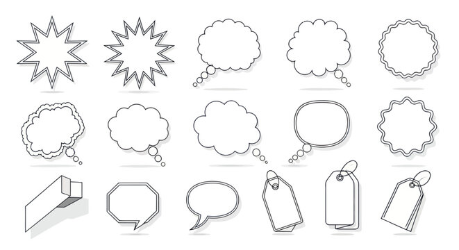 Collection of speech bubbles and tags.