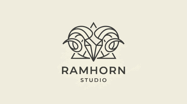 Ram horns logo design symbol.