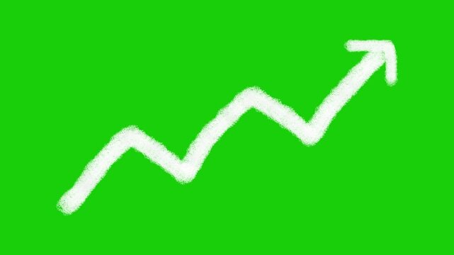 Animated financial growth chart with trend line graph. silver icon of arrow. Growth bar chart of economy
