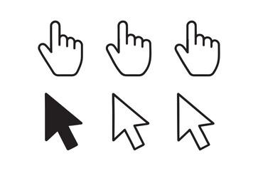 Obraz premium Three hand pointing gestures accompanied by corresponding cursor icons