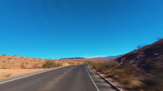 Driving Lake Mead National Recreation Area, Nevada Desert Road, POV