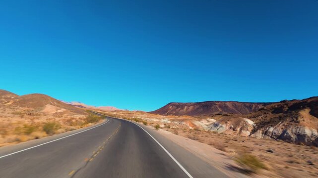 Driving Lake Mead National Recreation Area, Nevada Desert Road, POV