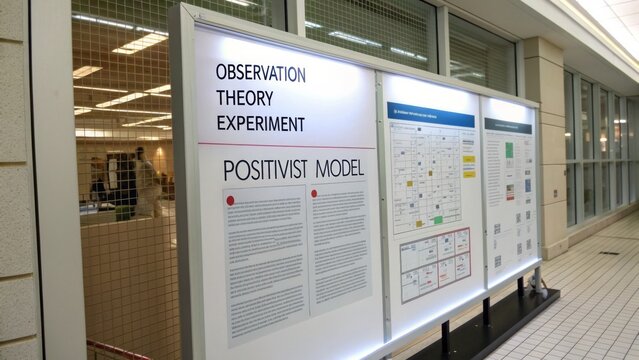 Display of Research Posters on Observation Theory and Experiment Methodology in Modern Academic Setting