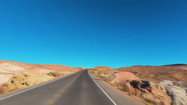 Driving Lake Mead National Recreation Area, Nevada Desert Road, POV