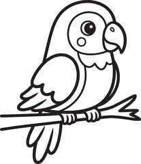 Fototapeta premium cute cartoon parrot holding pencil vector illustration flat design