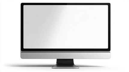 Fototapeta premium Modern desktop computer monitor with blank screen isolated on white background.