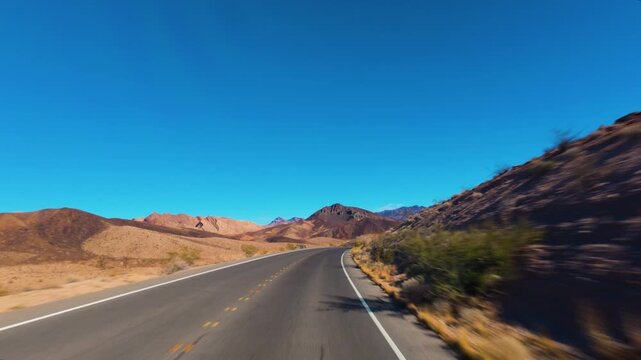 Driving Lake Mead National Recreation Area, Nevada Desert Road, POV
