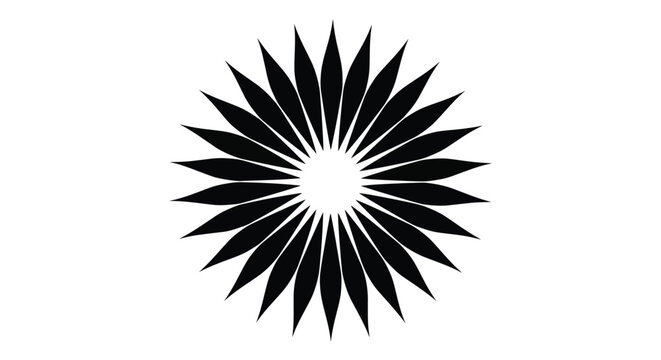 Minimalist Black Sunburst Vector Graphic with Sharp Geometric Rays for Modern Branding and Logo Design