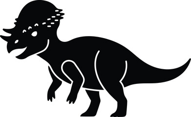 Fototapeta premium black silhouette of a dinosaur, a triceratops, on white background
