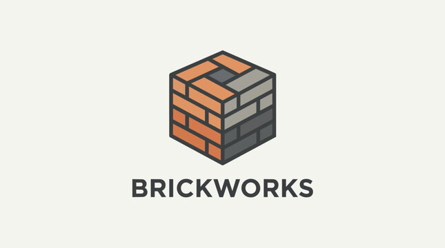 Brick Cube Brickwork Logo Representation.