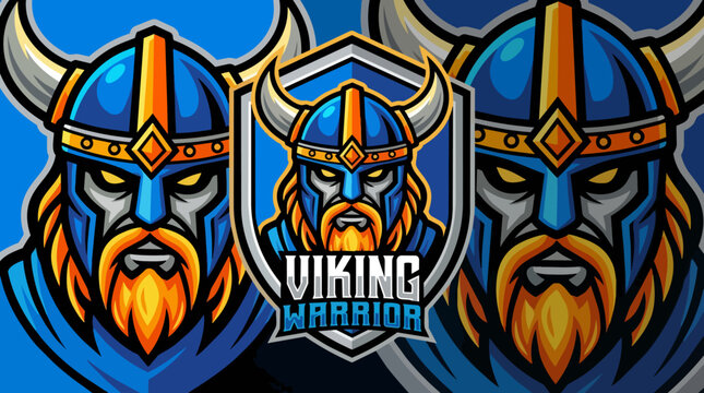 Viking Warrior Portrait Trio Illustration.