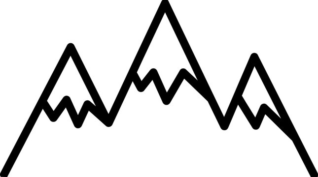 Mountain Range Silhouette With Peaks.
