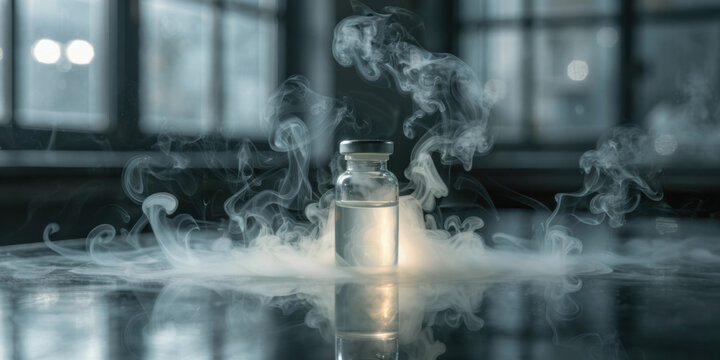 Vial liquid medical research vial glass medicine research experiment vapor