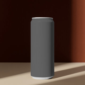 Minimalist sleek gray beverage can, suitable as mockup