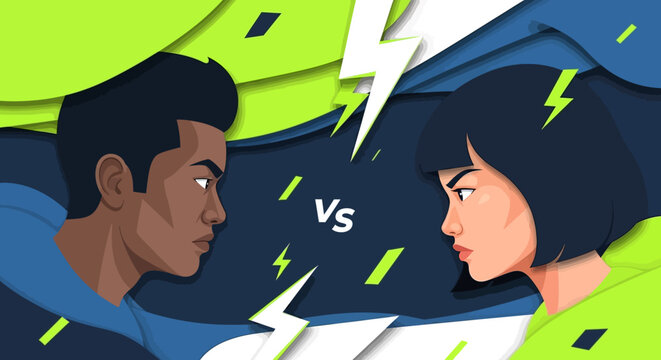 Man and woman face to face.