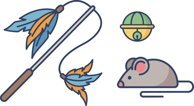 Cartoon Mouse Illustration In Playful Scene.