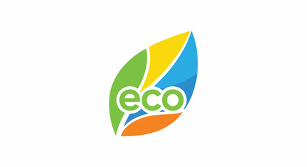 Obraz premium A colorful leaf-shaped eco logo
