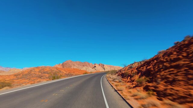 Driving Lake Mead National Recreation Area, Nevada Desert Road, POV