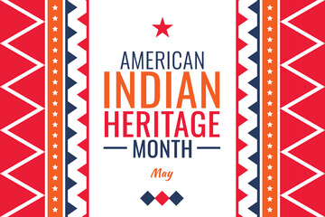 Fototapeta premium American Indian Heritage Month cultural graphic with traditional patterns celebrating heritage in May.