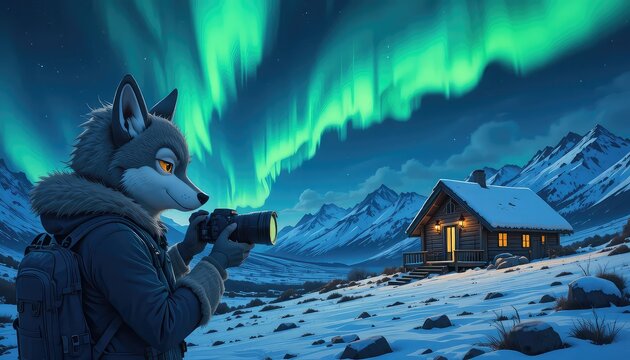  wolf photographer with camera taking photos 
