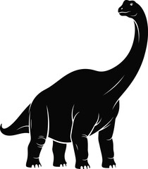 black silhouette of a brontosaurus dinosaur, simple illustration © SAIF820