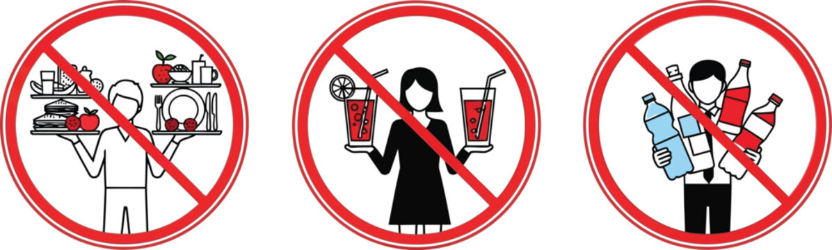 No eating or drinking allowed prohibition sign