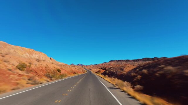 Driving Lake Mead National Recreation Area, Nevada Desert Road, POV
