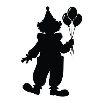 Circus Clown Standing Shape Icon Silhouette Vector black design on a white background