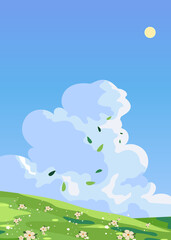Fototapeta premium vector illustration of a summer landscape scenery