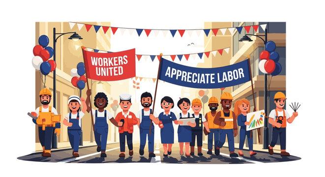 Diverse Group Celebrates Labor Day Parade