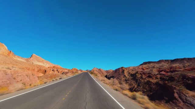 Driving Lake Mead National Recreation Area, Nevada Desert Road, POV