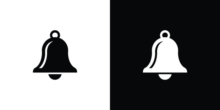 A black and white illustration of a bell on a halftone background