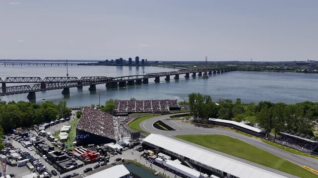 14th of June 2025. Helicopter flight view of the Formula 1 Circuit Gilles Villeneuve in Montreal. Quebec, Canada
