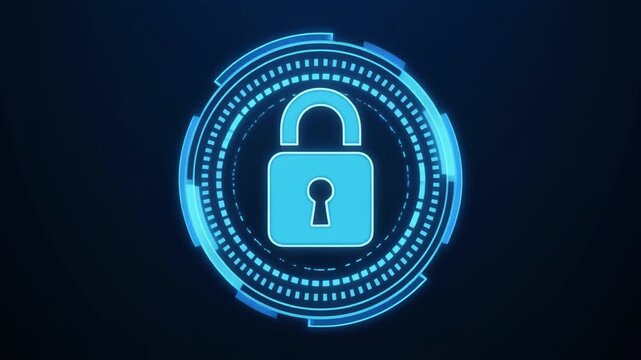 Digital padlock icon symbolizing online security, data protection, and privacy in a technological context