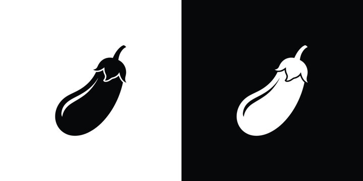 Black and white eggplant silhouettes vegetable