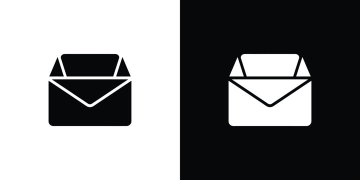 Black and white envelope on split background symbol 2