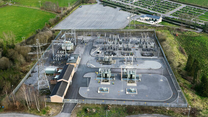 Drone view of Enniskillen Electrical substation Fermanagh Northern Ireland 03-18-2026 © Peter Steele