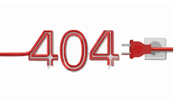 404 Error Connection Lost Plug Socket Vector Illustration