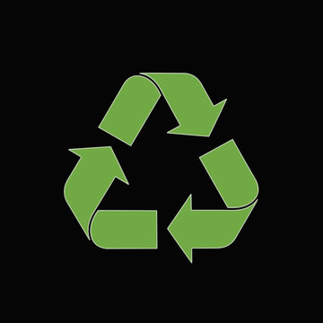 Green Recycling Symbol on Black Background - Eco-friendly Concept