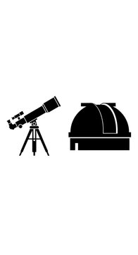 Telescope and Observatory Dome Silhouette: Astronomy and Space Exploration Iconography