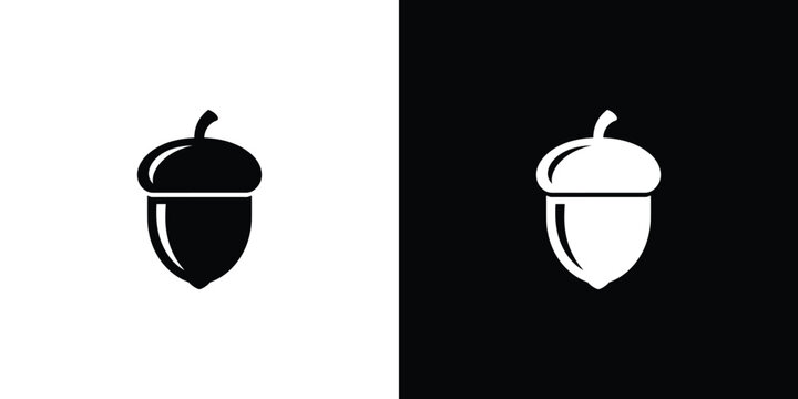Monochrome Acorn Icons on Contrasting Backgrounds