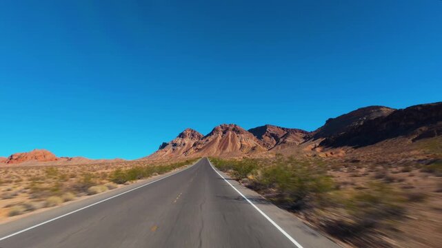 Driving Lake Mead National Recreation Area, Nevada Desert Road, POV