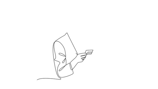 Client Checking Online Banking Account. Banking Concept. Single line draw design Video 4k. Footage graphic illustration